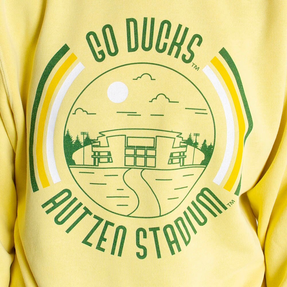 Autzen Stadium, Yellow, Pullover, Cotton Blend, Men, Football, U-Scape, Pigment Dyed, Sweatshirt, 718487